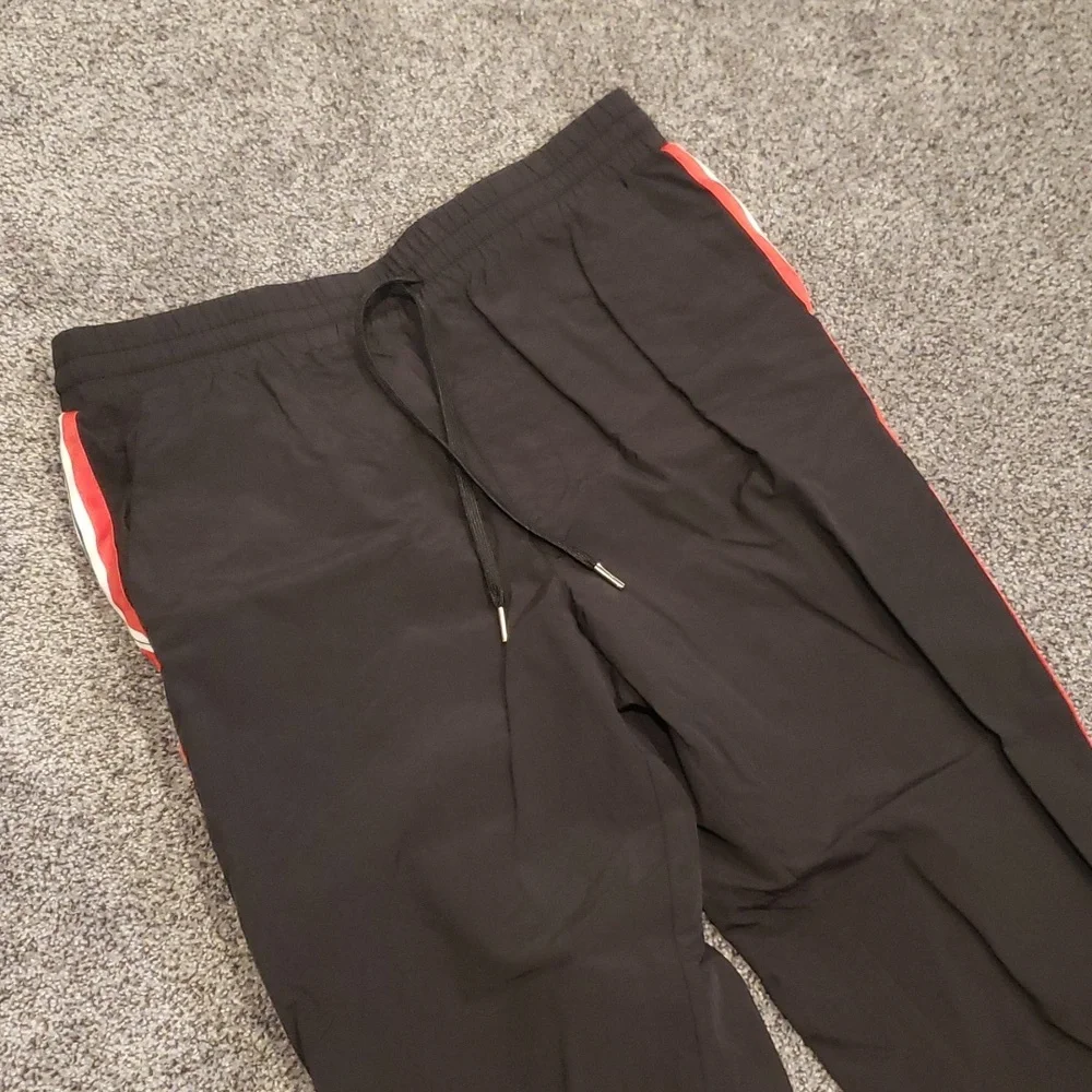 Men's Black Athletic Jogger Pants with Red Trim